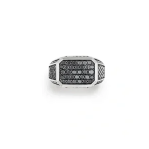 A pave signet ring with black diamonds