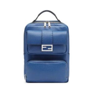 A fendi blue leather backpack with a belt