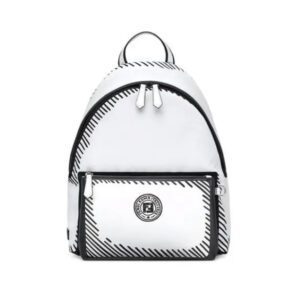 A white and black monochrome fendi backpack