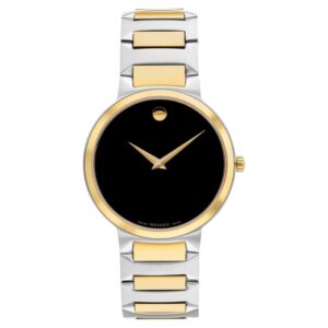 A movado temo watch with gold and silver strap