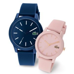 A pair of his and hers watch gift set from lacoste