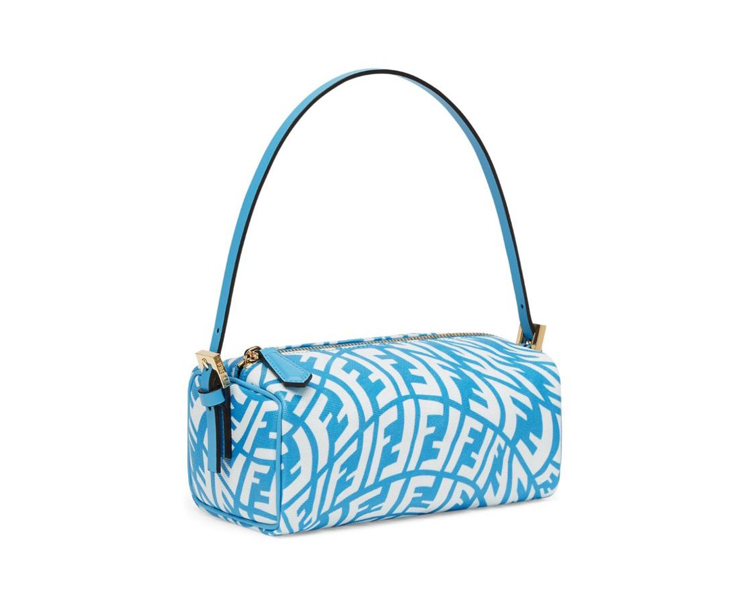 NEW FENDI FF VERTIGO LOGO PRINT CYBER BLUE CLUTCH FLAT POUCH