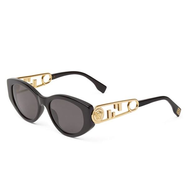 A fendace black sunglasses with gold rim