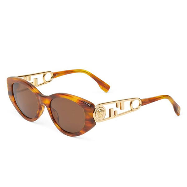 An orange and golden fendace havana sunglasses