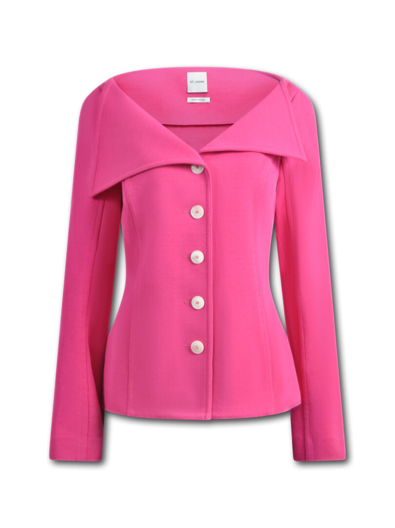 A bright st john milano knit jacket with white buttons