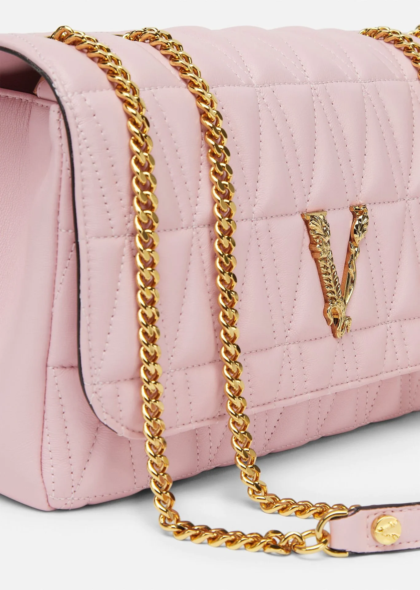 Versace Virtus Quilted Shoulder Bag White