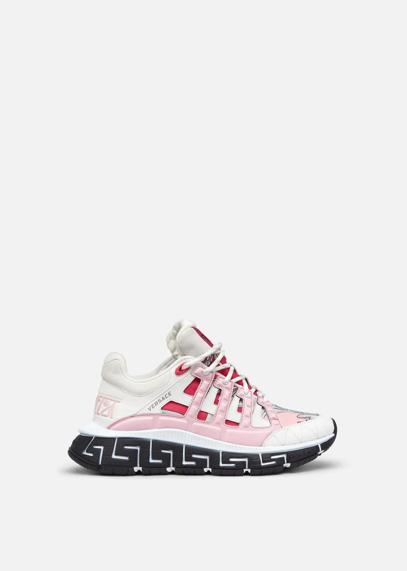 A versace trigreca sneaker in pink and black