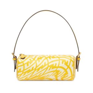 A yellow and white fendi mini bag with handle