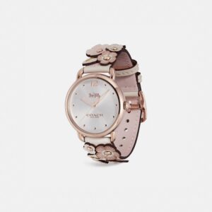 A coach rose gold watch with flowers