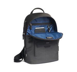 A black and navy blue marlow backpack