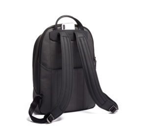 A back view of a marlow backpack with a phone pocket