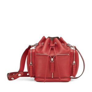 A red fendi mon tresor drawstring handbag