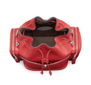 A view from the top of a red mon tresor bag