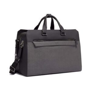 A tumi lindel black duffel bag with a handle