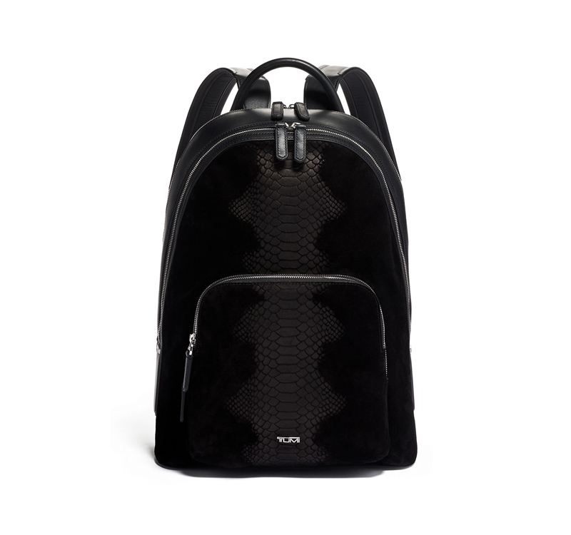 A tumi matteo black backpack with zipper