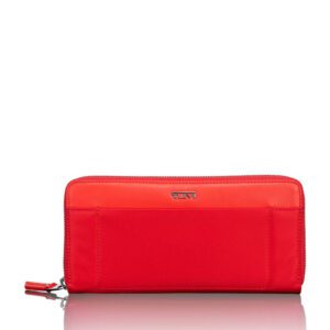 A red tumi voyageur zip around wallet