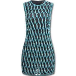 A blue versace cocktail bead dress with net