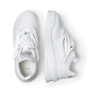 A pair of white versace odissea sneakers
