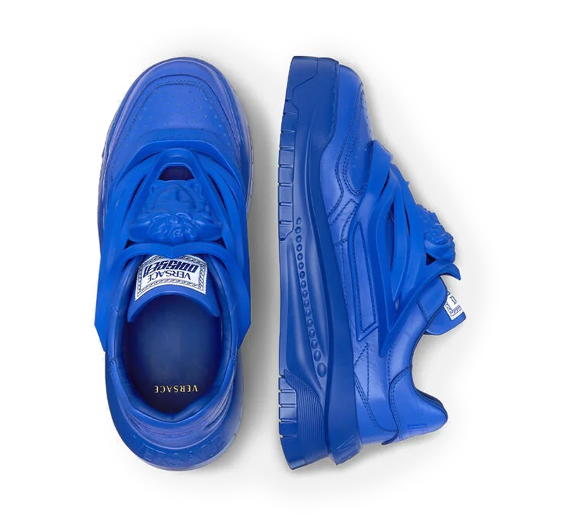 A pair of versace odissea blue sneakers